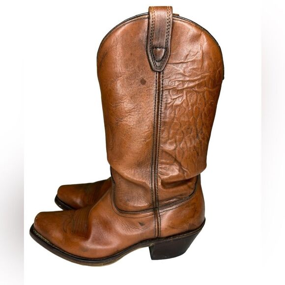 ACME Cowboy Boots Men D Brown Leather Pointed Toe Made In USA Vintage Size 10 - Picture 2 of 11